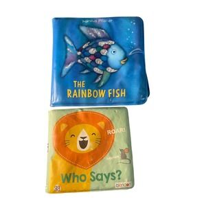 The Rainbow Fish & Who Says? Soft Bath Books Lot of 2 Marcus Pfister Bendon